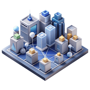 elegant creative Isometric Cityscape with Digital Marketing Network Isolated exclusive png