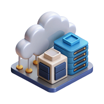 vibrant minimalist Isometric Data Center with Cloud Computing for Digital Marketing Transparent 4K png