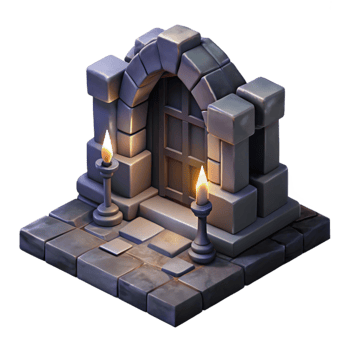 vibrant modern Isometric Dungeon Entrance Dark and Shadowy Cutout Element authentic png