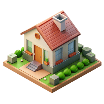 elegant creative Isometric House Suburban with Garden Isolated Element high quality png