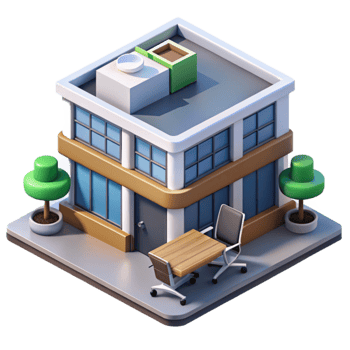 stunning modern Isometric Office Building with Marketing Department Cutout professional png