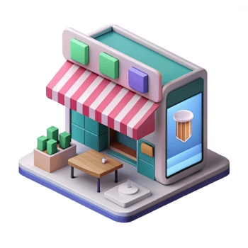 beautiful classic Isometric Retail Store with Digital Marketing Displays Transparent high quality png