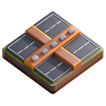 beautiful abstract Isometric Road Tile Transparent Background premium png