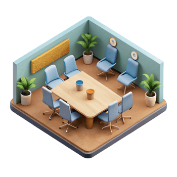 impressive classic Isometric Startup Conference Room Transparent Background exclusive png