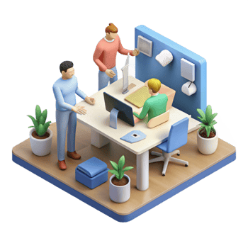 dramatic modern Isometric Startup Team at Work Transparent Background high resolution png