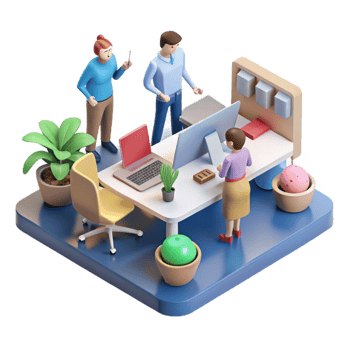beautiful contemporary Isometric Startup Team at Work Transparent Background genuine png