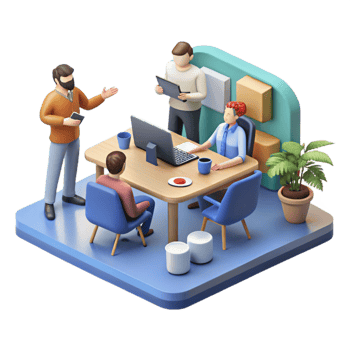 serene creative Isometric Startup Team Meeting Transparent premium png