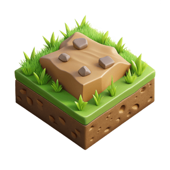 dramatic modern Isometric Terrain Grass and Dirt Isolated Cutout genuine png