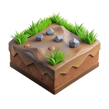 stunning artistic Isometric Terrain Grass and Dirt Isolated Cutout genuine png
