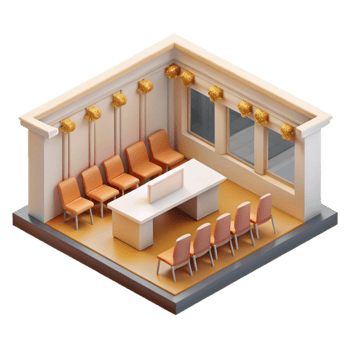 extraordinary contemporary Isometric View of Conference Room with Presentation Screen Transparent Background genuine png
