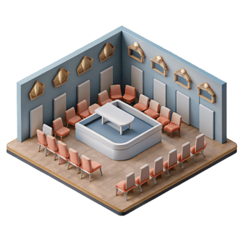 elegant modern Isometric View of Conference Room with Presentation Screen Transparent Background professional png