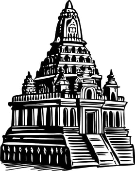 A vintage style illustration of hindu temple vector