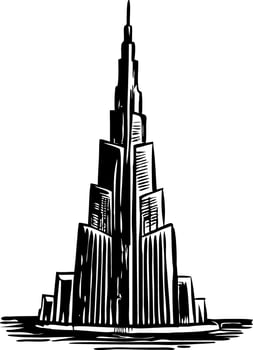 A vintage style illustration of burj khalifa vector