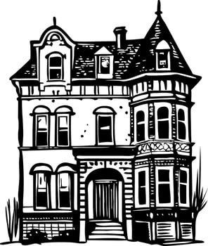 Victorian house illustration in vintage style vector