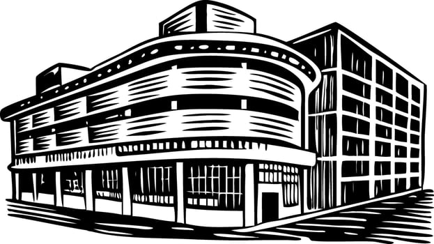 A vintage style illustration of mall building vector