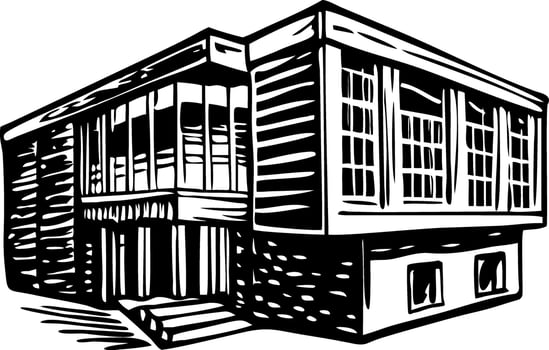 A vintage style illustration of library building vector