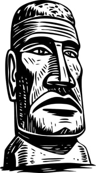 A vintage style illustration of moai statue vector