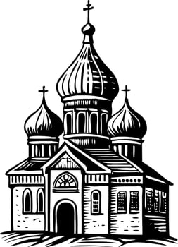 Orthodox church building illustration in vintage style vector