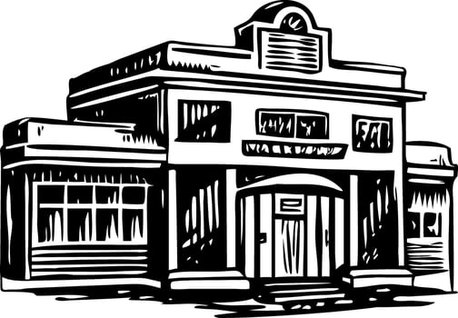A vintage style illustration of restaurant building vector