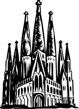 Sagrada familia illustration in vintage style vector