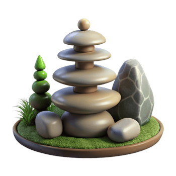 wonderful artistic Japanese Garden Zen Rock Arrangement Isolated premium png