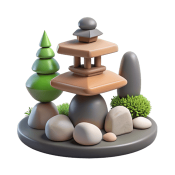 stunning abstract Japanese Garden Zen Rock Arrangement Isolated exclusive png