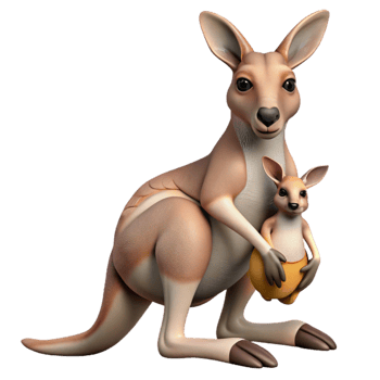 magnificent classic Kangaroo Isolated with Joey in Pouch professional png