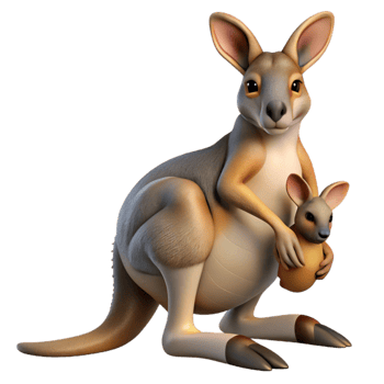 extraordinary creative Kangaroo Isolated with Joey in Pouch genuine png