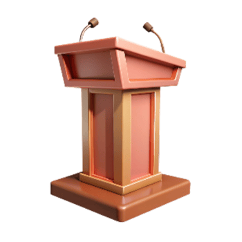 serene modern Keynote Speaker Podium with Front View Isolated original png