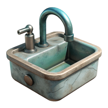 serene artistic Kitchen Sink Cutout with Faucet professional png