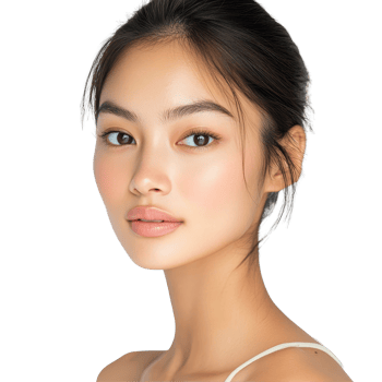 Studio portrait of a beautiful young Asian woman with clear skin showcasing natural beauty and serene expression, Studio shot Beautiful young Asian woman with clean fresh png