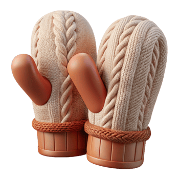 dramatic contemporary Knitted Mittens with Cable Pattern Cutout original png