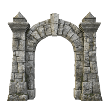 A stunning stone gate stands beautifully against a clean transparent background in a serene setting, Beautiful stone gate on a transparent background png