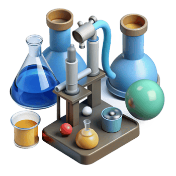 magnificent contemporary Laboratory Equipment Assortment Top View Isolated exclusive png