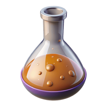 elegant minimalist Laboratory Flask with Bubbling Liquid Isolated 4K png