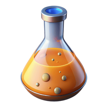 wonderful artistic Laboratory Flask with Bubbling Liquid Isolated exclusive png