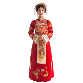 A standing Chinese woman in traditional attire poses gracefully against a plain background, Standing Chinese woman full body view wearing traditional png
