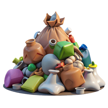 beautiful traditional Landfill Trash Piles Overflowing Transparent Background 4K png