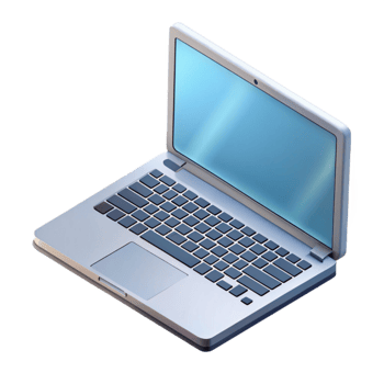 dramatic abstract Laptop with Blank Screen Angled View Transparent Background high quality png