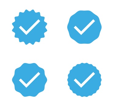 Blue check box tick mark circle square icon set button vector