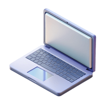 vibrant minimalist Laptop with Blank Screen Angled View Transparent Background authentic png