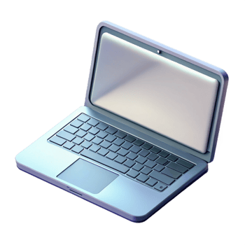 serene minimalist Laptop with Blank Screen Angled View Transparent Background detailed png