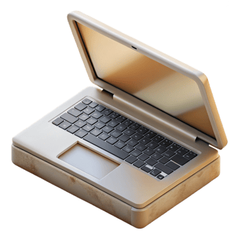 dramatic modern Laptop with Open Lid Top View on Transparent Background genuine png