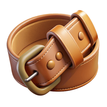 dramatic modern Leather Belt with Buckle Detail Transparent Background 4K png