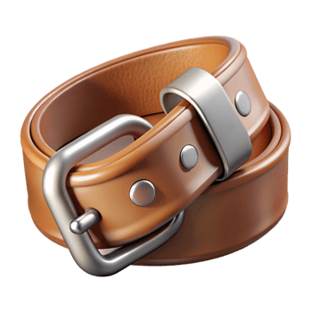 serene classic Leather Belt with Silver Buckle Transparent Background high quality png