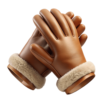 elegant creative Leather Gloves with Fur Lining Transparent Background authentic png