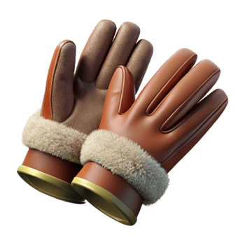 extraordinary abstract Leather Gloves with Fur Lining Transparent Background detailed png