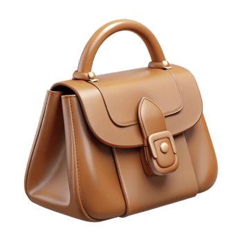 wonderful traditional Leather Handbag Brown Color Isolated on Transparent Background 4K png