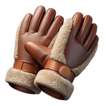 magnificent contemporary Leather Gloves with Fur Lining Transparent Background 4K png