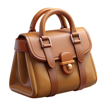 impressive minimalist Leather Handbag Brown Color Isolated on Transparent Background 4K png